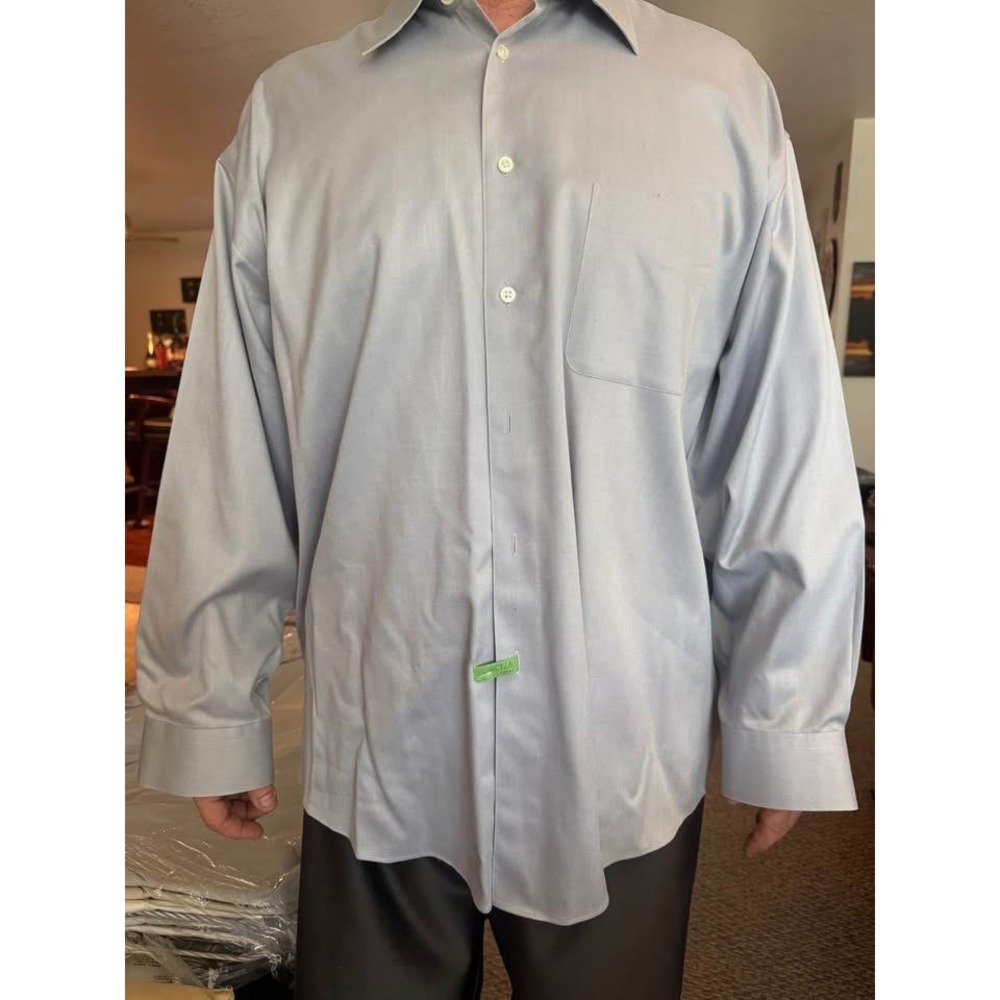 Dress Shirt Pronto Uomo Men's Blue 18 34/35 Twill Office Career